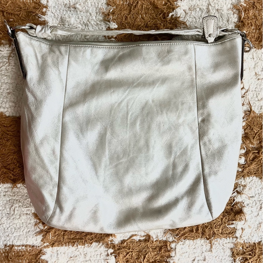 Coach Kristin Metallic Leather Hobo Shoulder Bag Silver Purse Classic READ NOTES - Picture 7 of 10